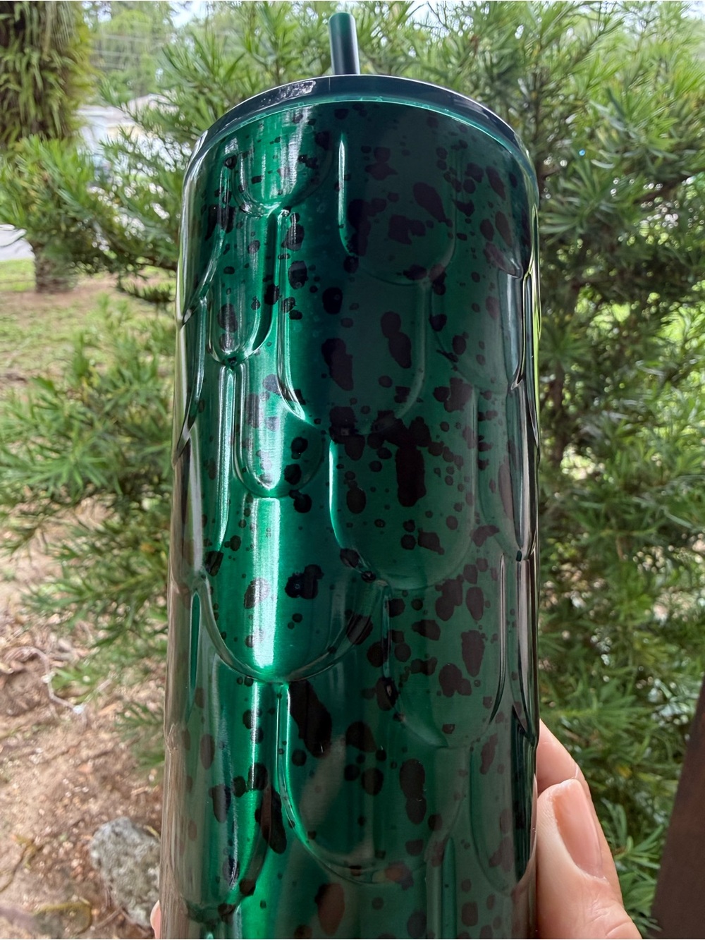 Starbucks Emerald Green Speckled Anniversary 24oz Tumbler with Straw π - Picture 3 of 5